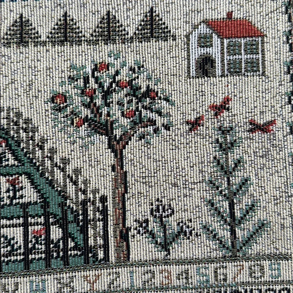 Set of 2 Vintage Style Handwoven Country Sampler Tapestry Place Mats Cottagecore